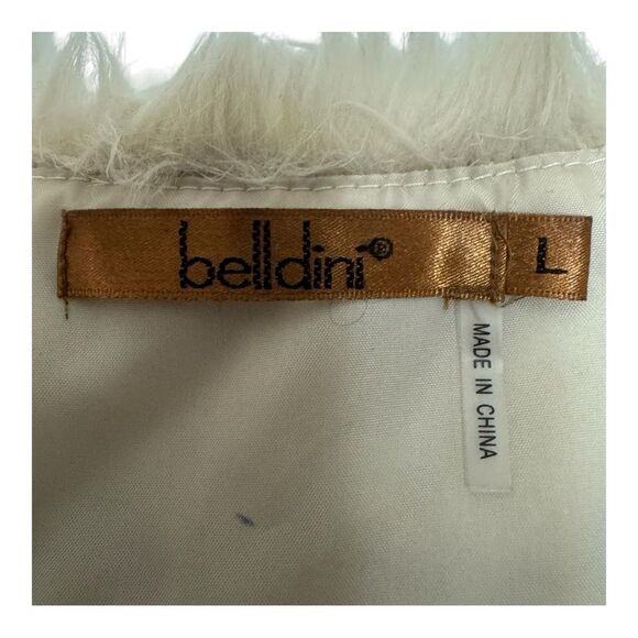 Belldini Neutral Beige Faux Fur Preppy Winter Vest Size L - Picture 4 of 7